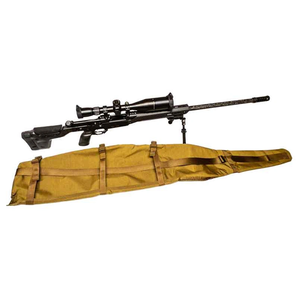 Custom precision rifle with drag bag
